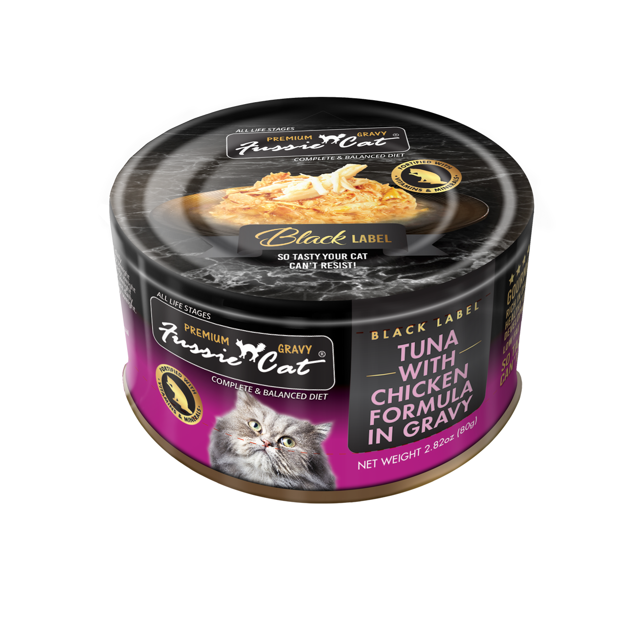 Fussie Cat Premium Black Label Tuna w/Chicken in Gravy 2.82oz by Pet Food Warehouse