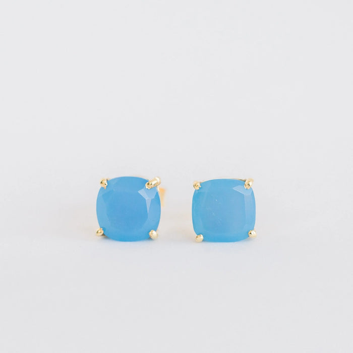 Emmy Studs | Blue Chalcedony