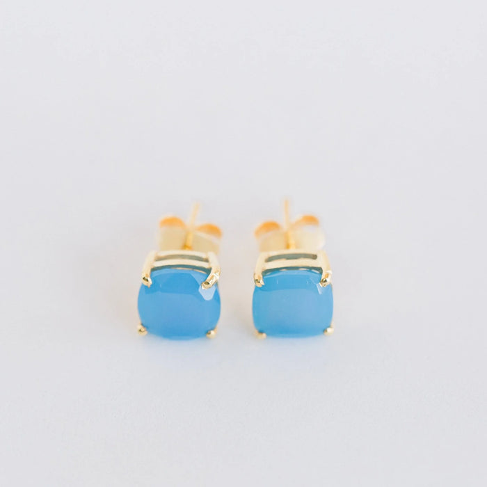 Emmy Studs | Blue Chalcedony