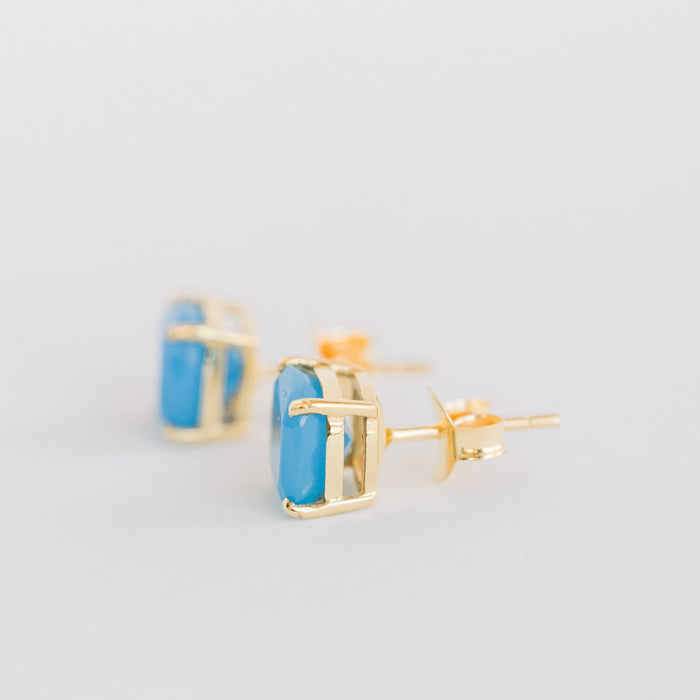 Emmy Studs | Blue Chalcedony