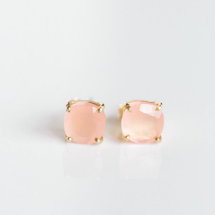 Emmy Studs | Pink Chalcedony