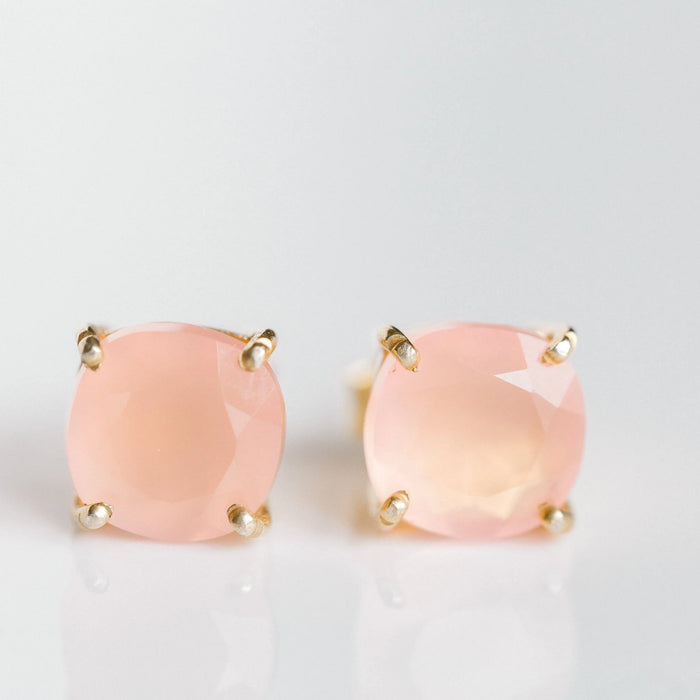 Emmy Studs | Pink Chalcedony