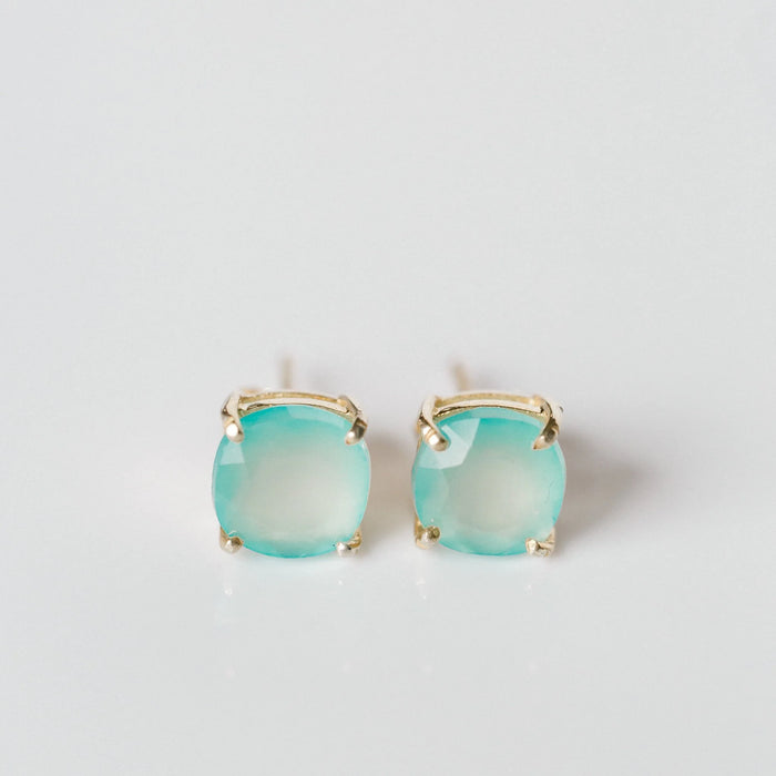 Emmy Studs | Aqua Chalcedony