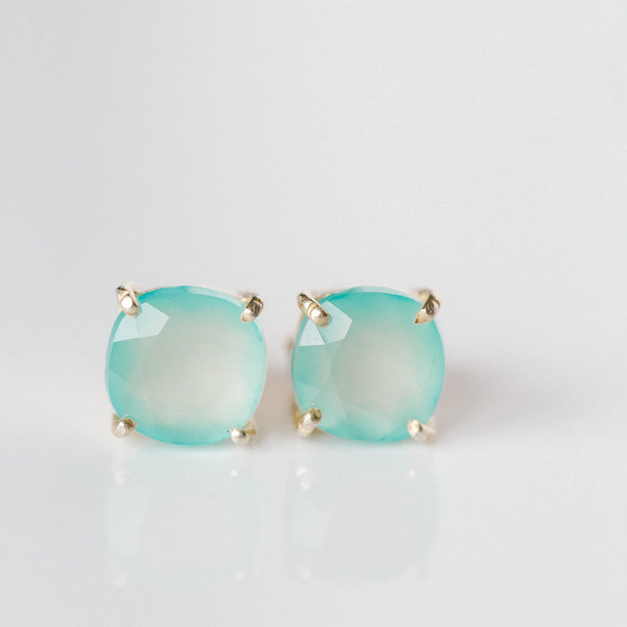 Emmy Studs | Aqua Chalcedony