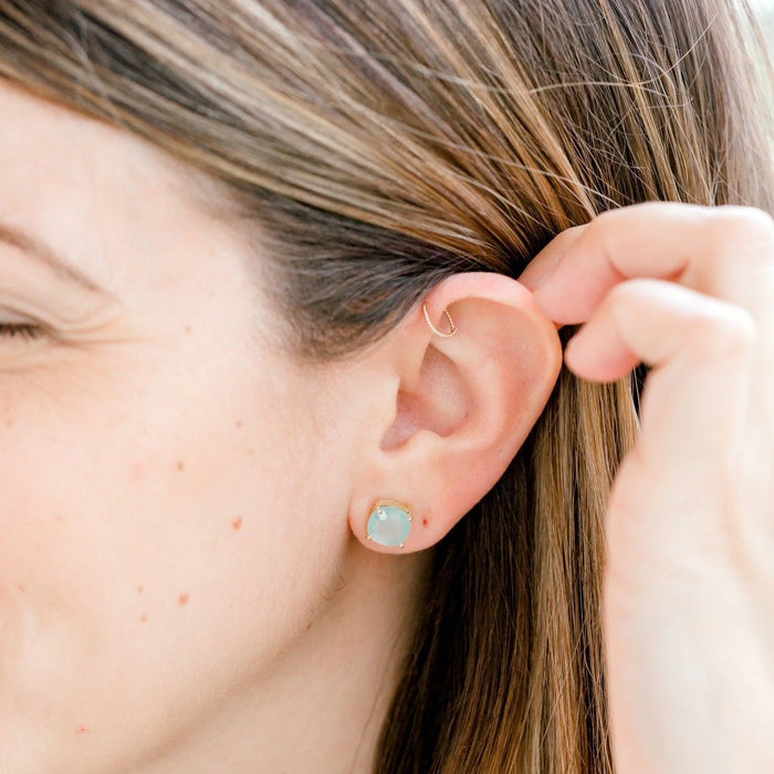 Emmy Studs | Aqua Chalcedony