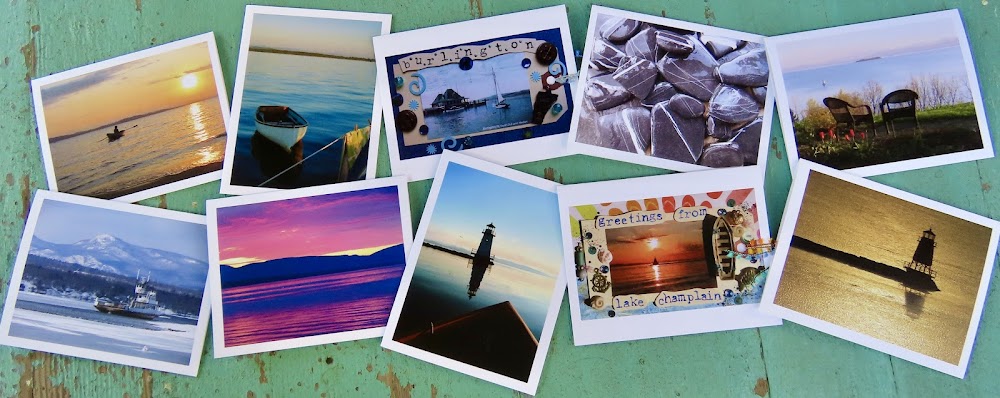Greeting Cards, 10 Vermont greeting cards in each set - Lake Champlain VT by Sweet Basil Cards