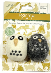 Dharma Dog Karma Cat 2pk Wool Owls Cat Toy by Pet Food Warehouse