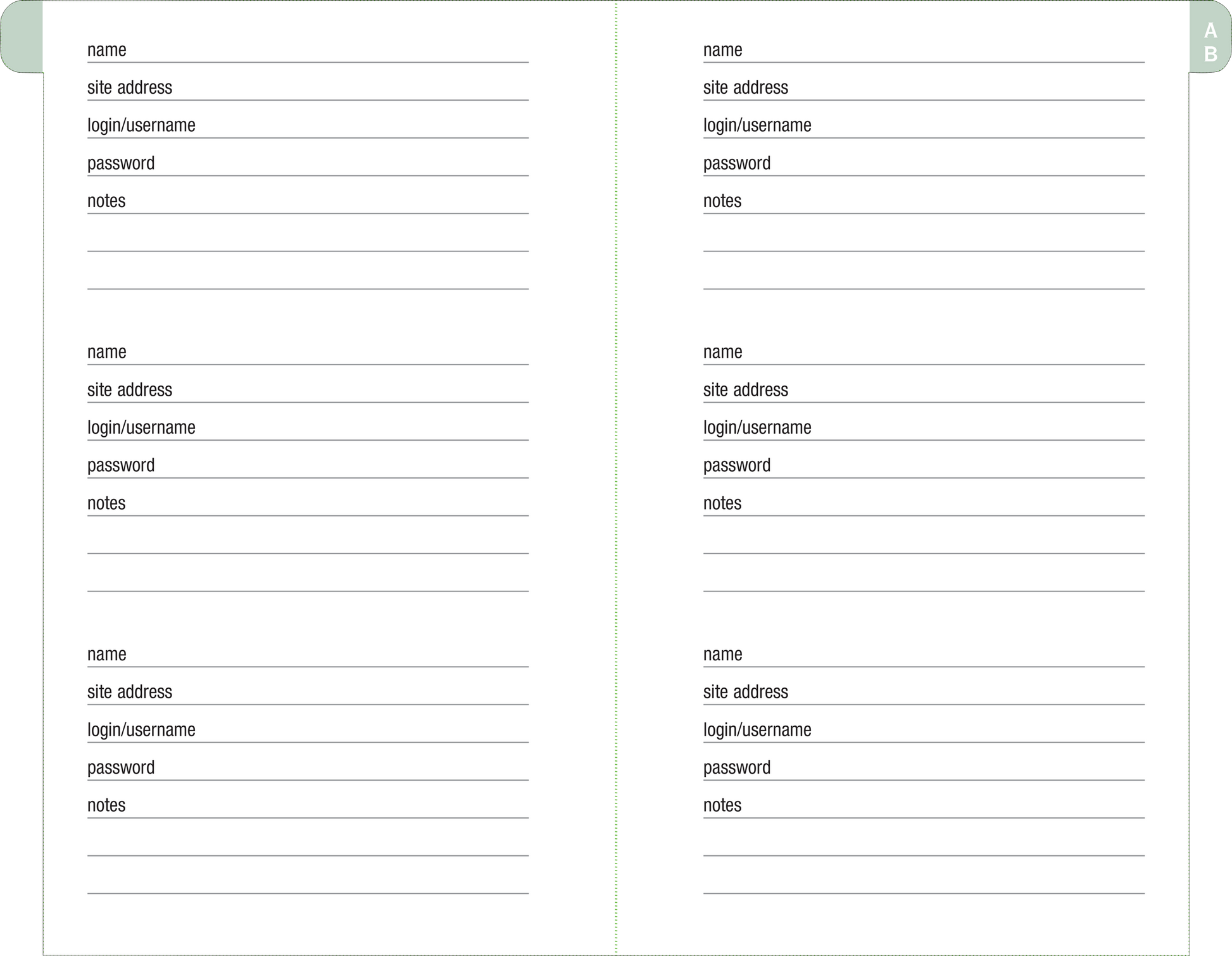 Eucalyptus Internet Address & Password Logbook by Phoenix Books