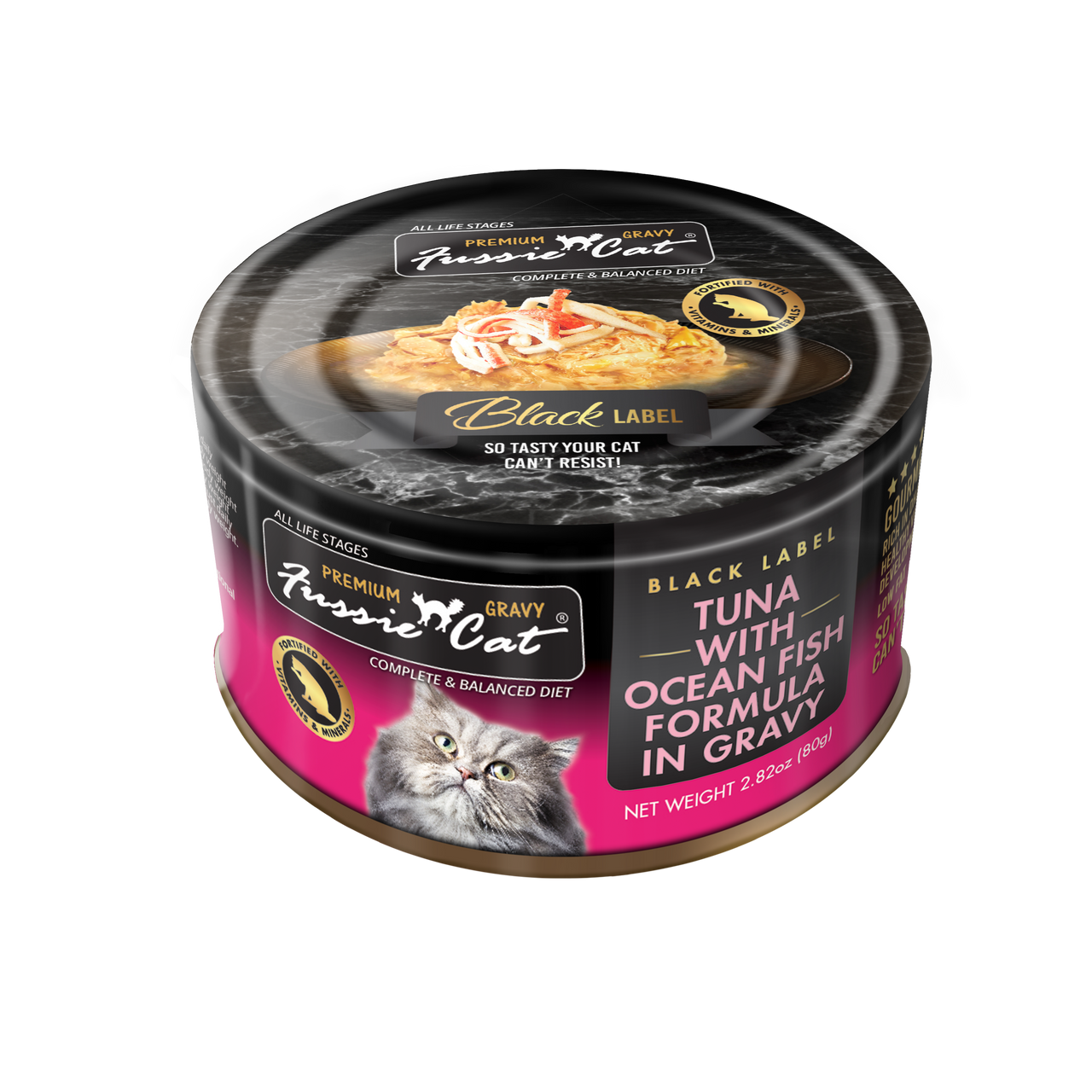 Fussie Cat Premium Black Label Tuna w/Oceanfish in Gravy 2.82oz by Pet Food Warehouse