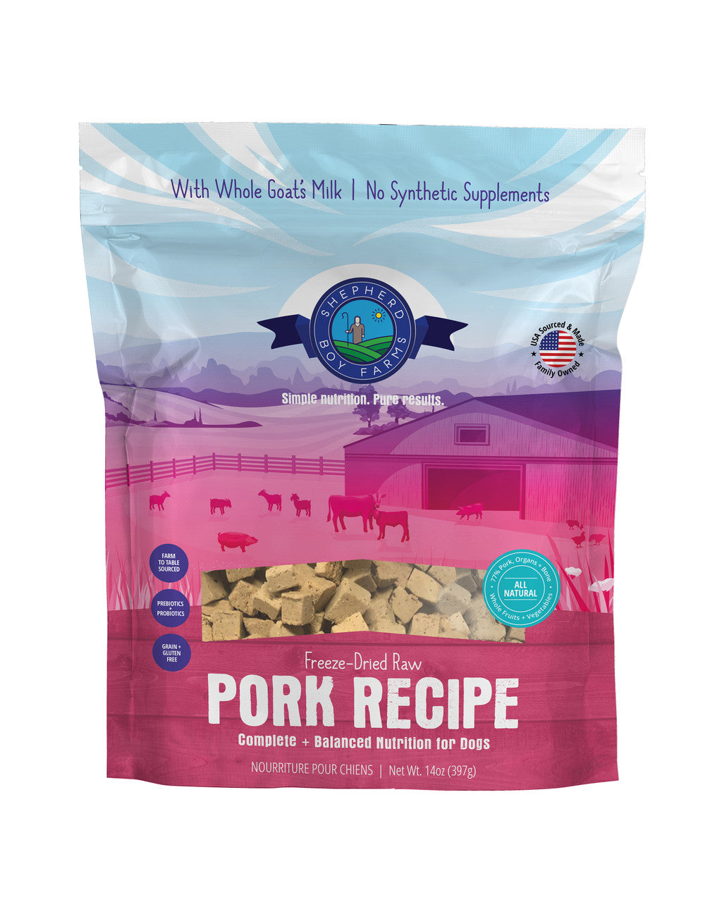 Shepherd Boy Farm Freeze-Dried Pork Recipe 14oz by Pet Food Warehouse