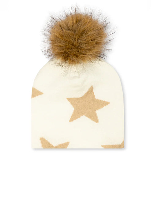 Star Midi Faux Fur Pom Beanie