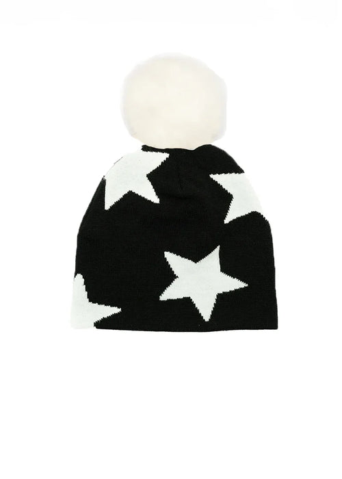 Star Midi Faux Fur Pom Beanie