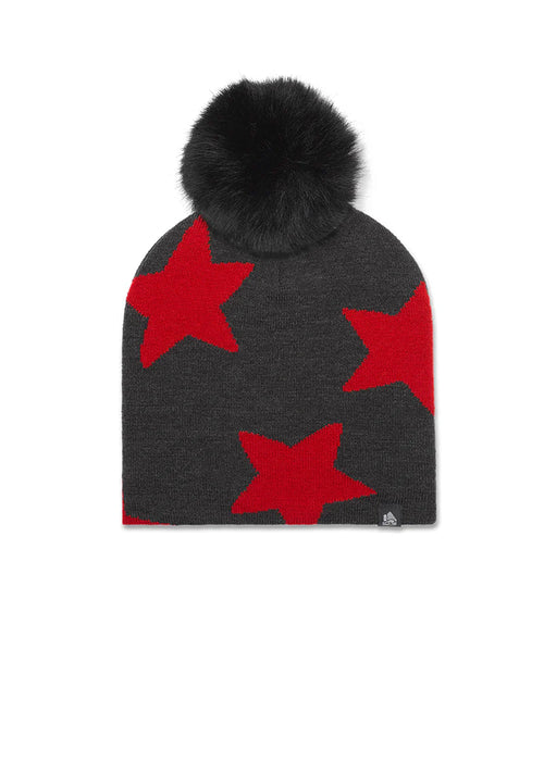 Star Midi Faux Fur Pom Beanie