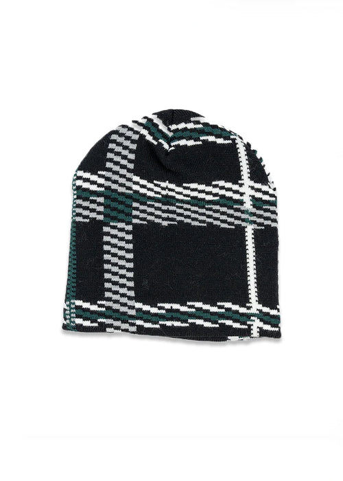 Plaid Midi Beanie