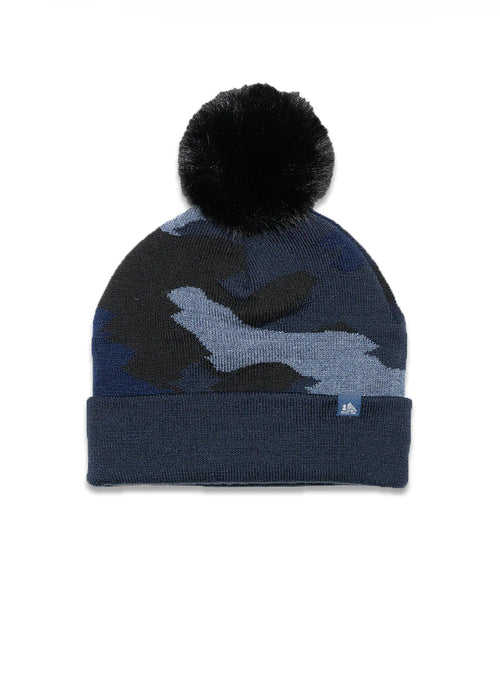 Camo Faux Fur Pom Cuffed Beanie