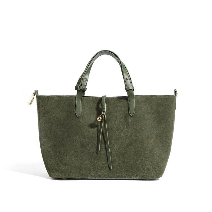 Suede and Leather Double-sided Tote Shoulder Bag