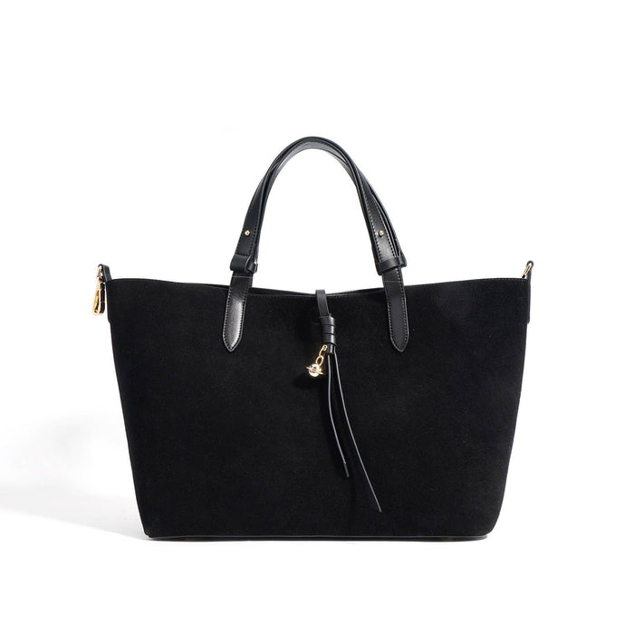 Suede and Leather Double-sided Tote Shoulder Bag