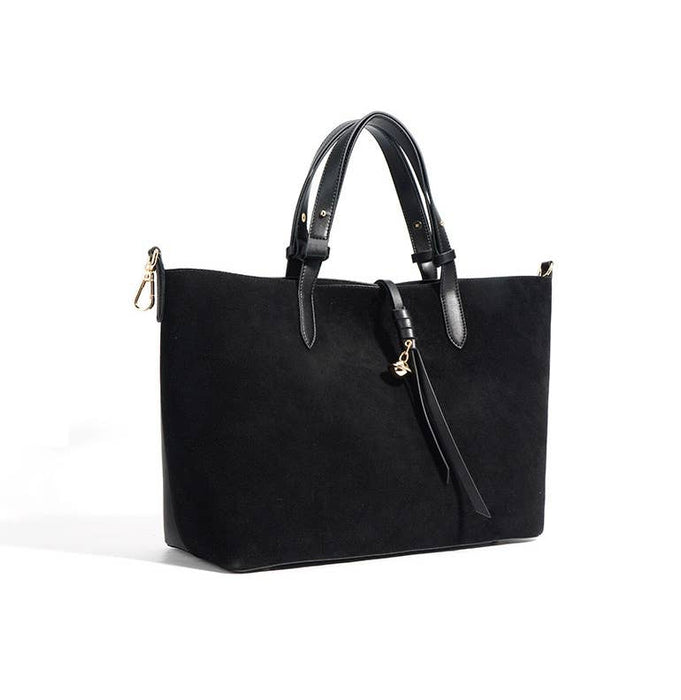 Suede and Leather Double-sided Tote Shoulder Bag