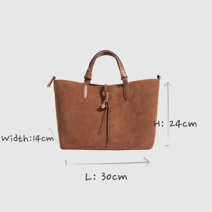 Suede and Leather Double-sided Tote Shoulder Bag