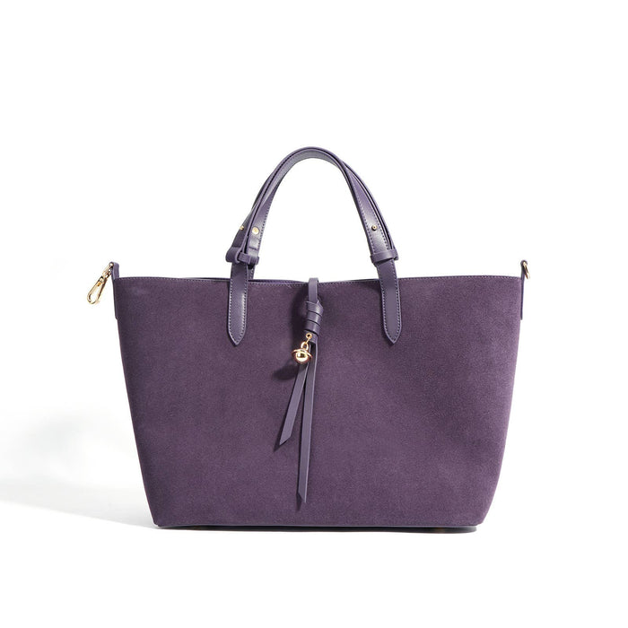 Suede and Leather Double-sided Tote Shoulder Bag