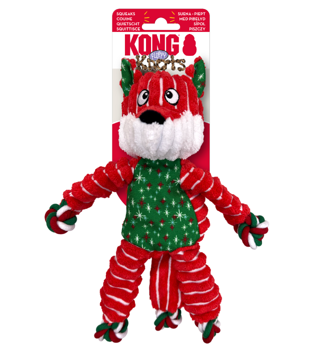 Kong Holiday Floppy Knots Fox Small Medium by Pet Food Warehouse