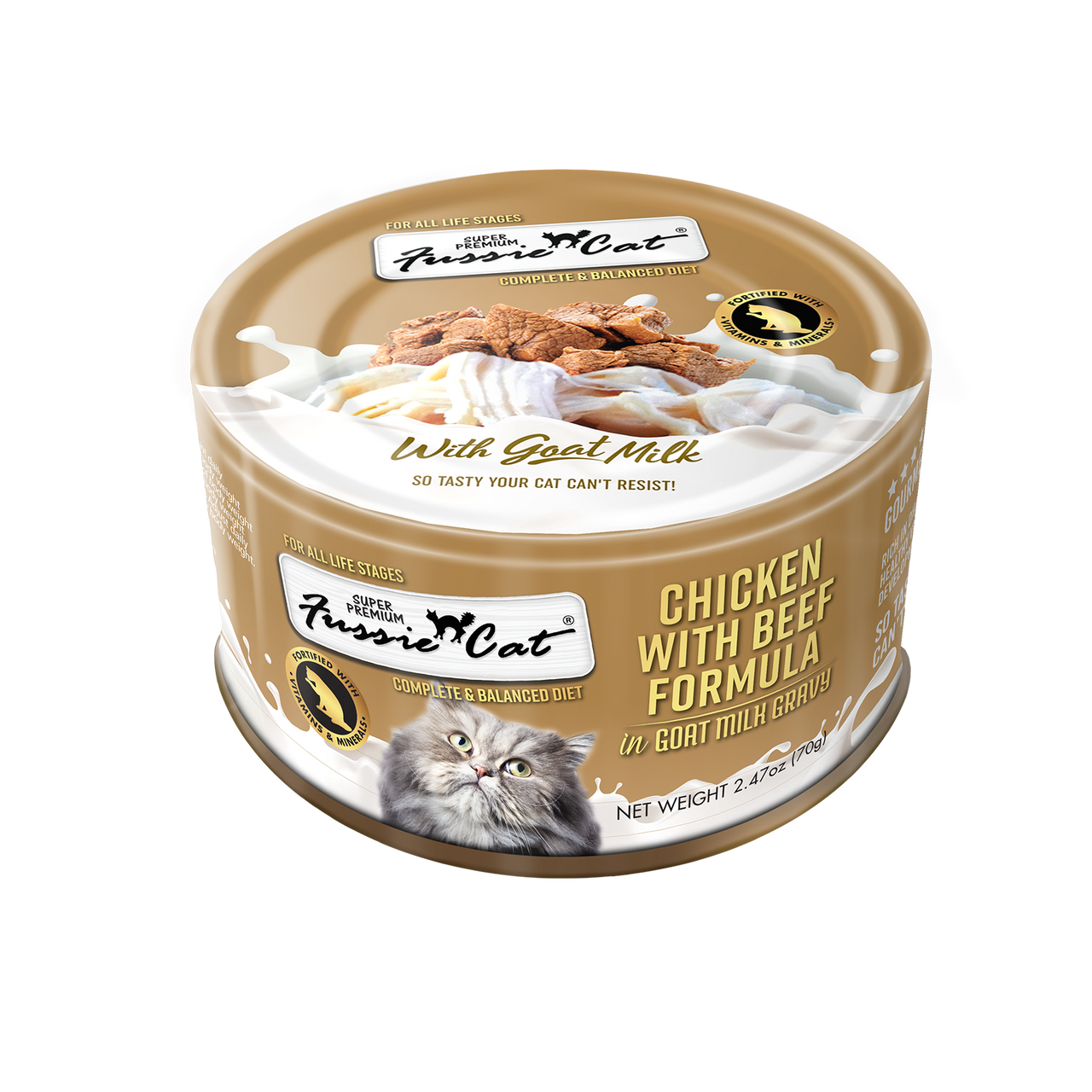 Fussie Cat Super Premium Chicken w/Beef in Goats Milk 2.47oz by Pet Food Warehouse