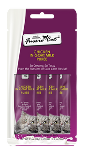 4pk Fussie Super Premium Chicken in Goats Milk Puree Cat Treat .5oz by Pet Food Warehouse