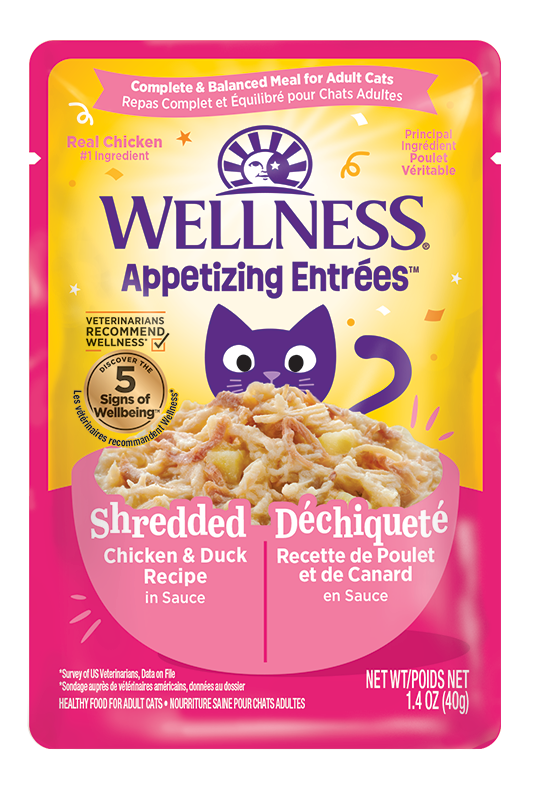 Wellness Appetizing Shredded Chicken & Duck in Sauce Canned Cat 1.4oz by Pet Food Warehouse