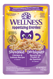 Wellness Appetizing Shredded Chicken & Salmon in Sauce Canned Cat 1.4oz by Pet Food Warehouse