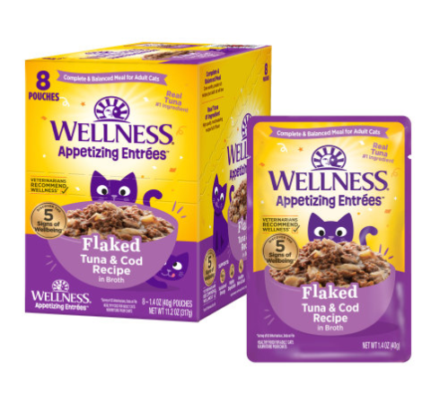 Wellness Appetizing Flaked Tuna & Cod in Broth Canned Cat 1.4oz by Pet Food Warehouse