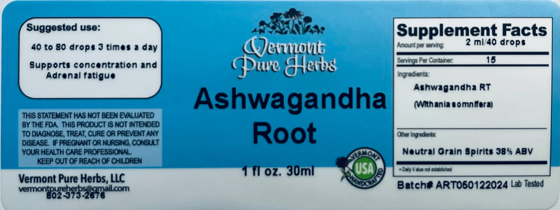 Ashwaghanda Root by Vermont Pure Herbs