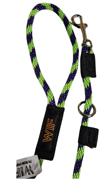 WIF Rope Leash Purple / Lime Green 3/8" by Pet Food Warehouse