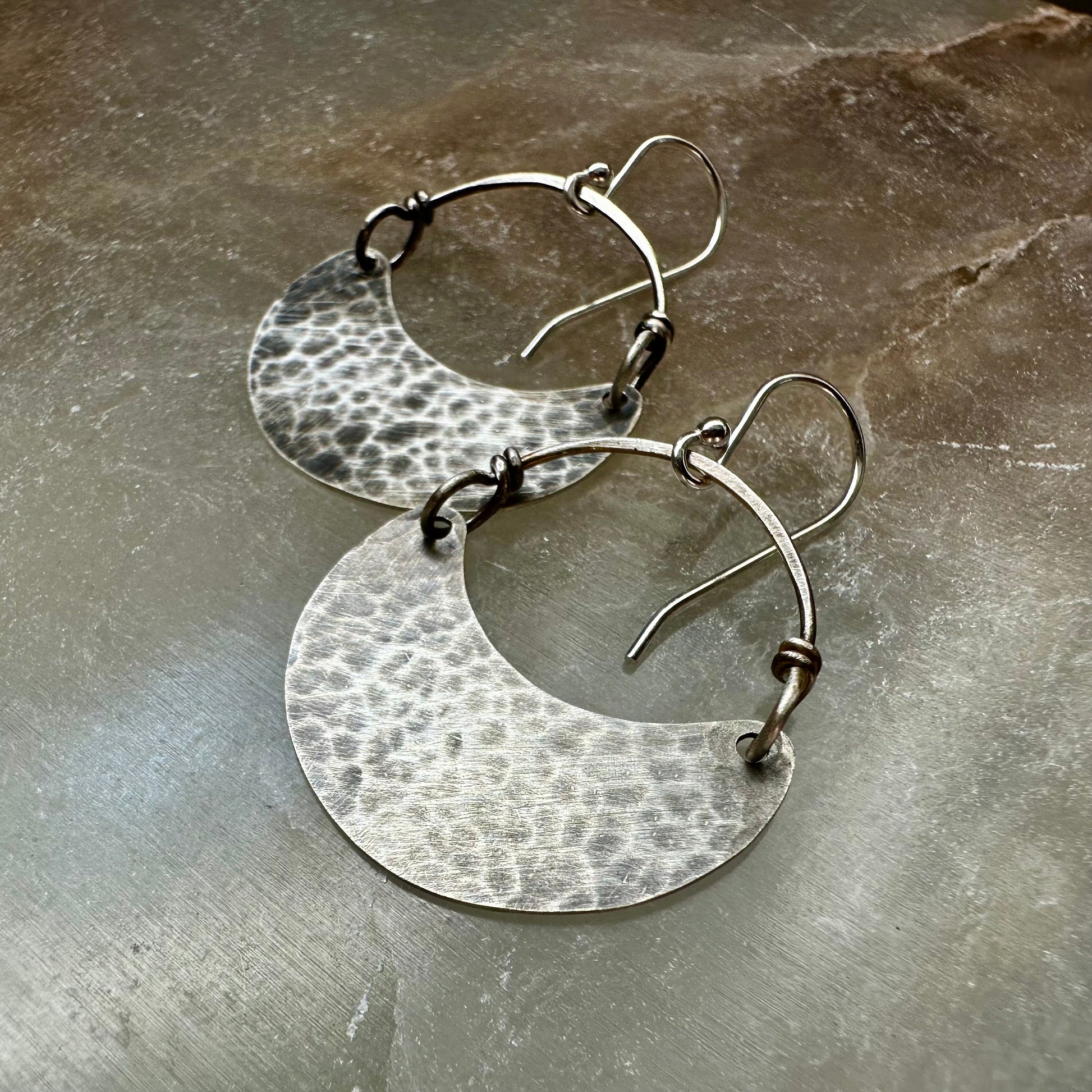 Silver Crescent Earrings by jenkahnjewelry