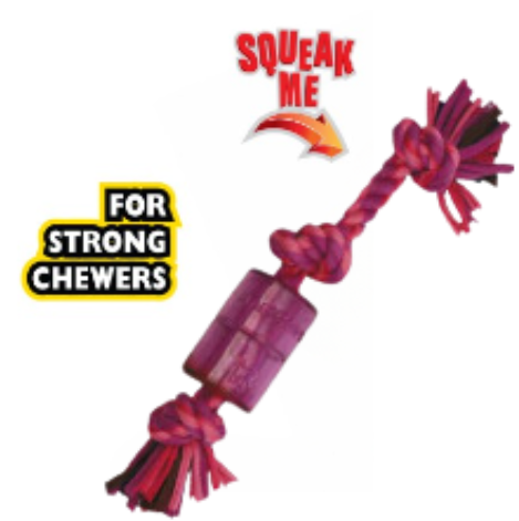 Mammoth Cloth Squeaky Rope TPR Medium 14" by Pet Food Warehouse