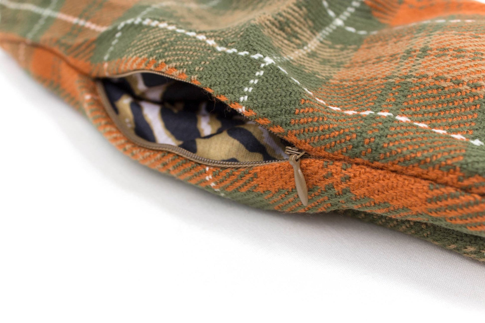 Stylish Plaid Infinity Scarf with Hidden Zipper: Muted Green & Red by SidePony Boutique