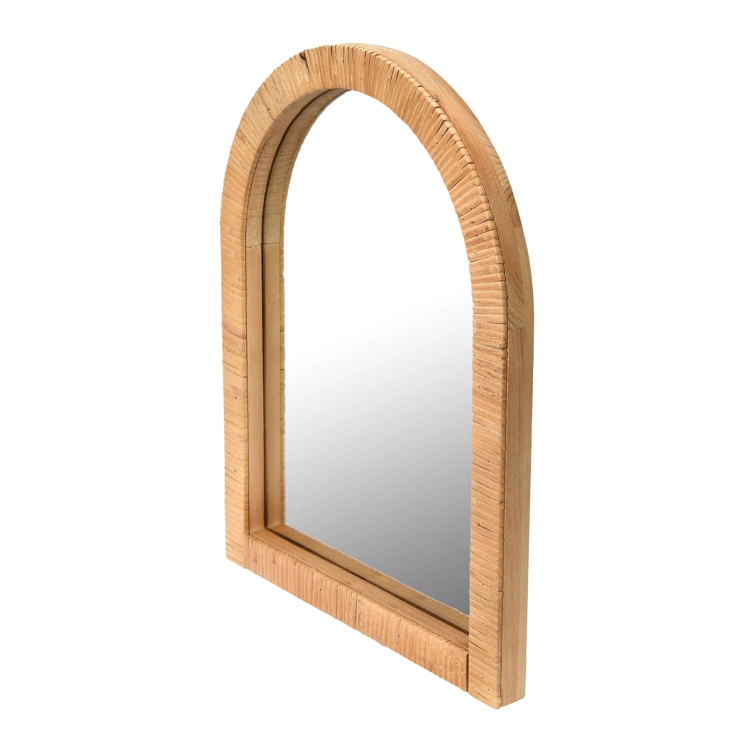 Mirror Rattan Wrapped Wood Arched 17.25"h by Homeportonline