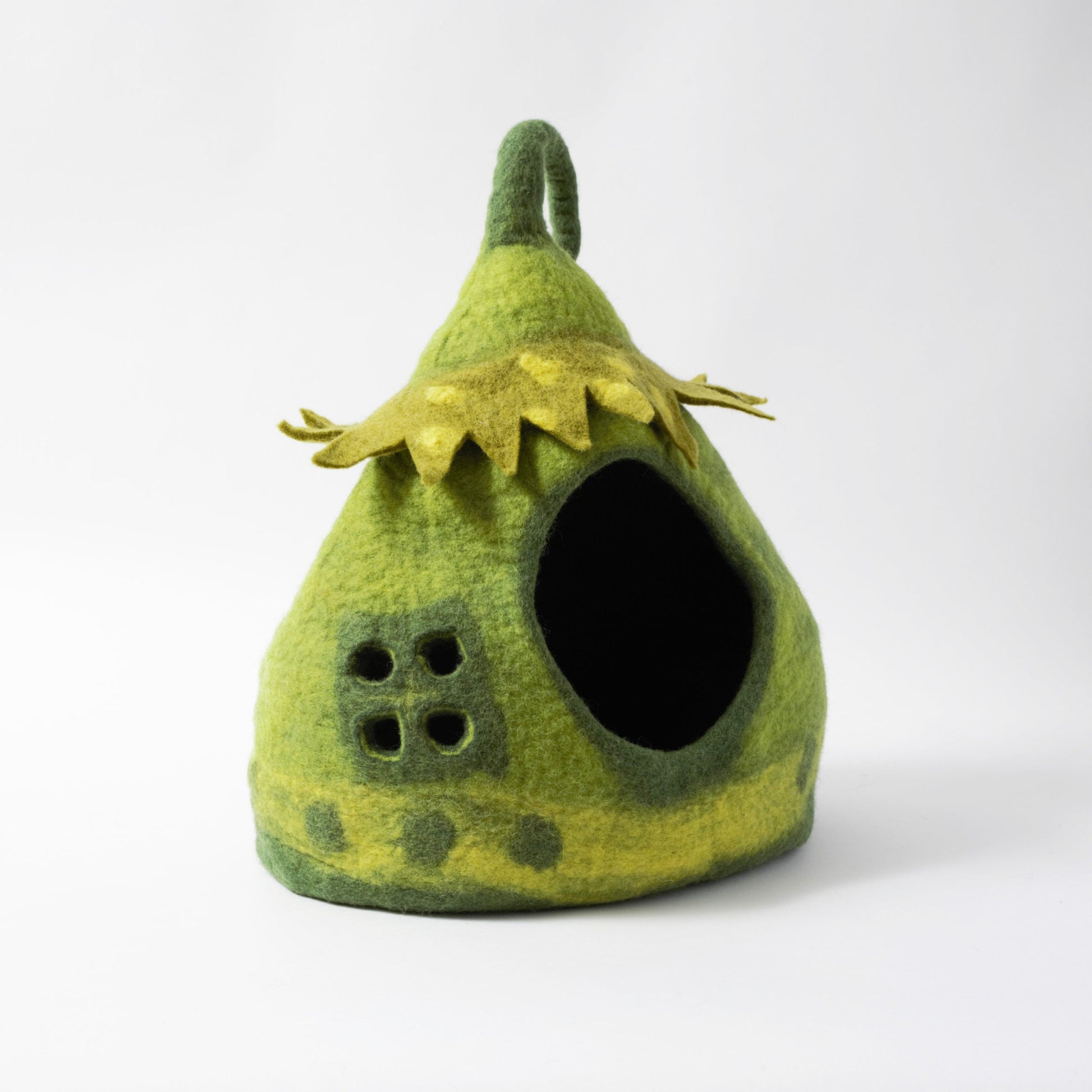 Cat Bed - Karma Cat Wool Fairy House Cave Green by Homeportonline