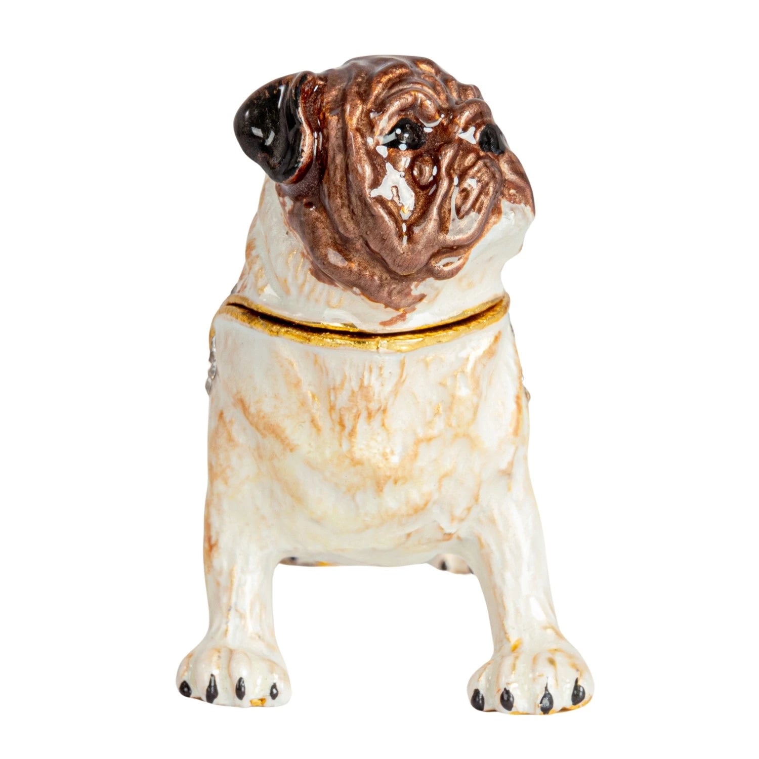 Trinket Box Enameled Metal Pug 3"l x 2"h by Homeportonline