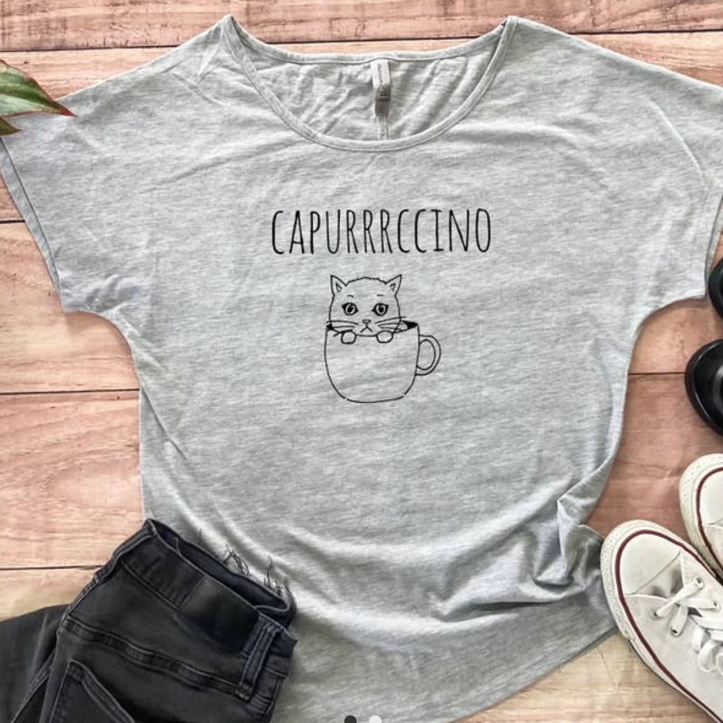 Capurrccino (Cat Coffee) Ladies' Tee by Houndstooth