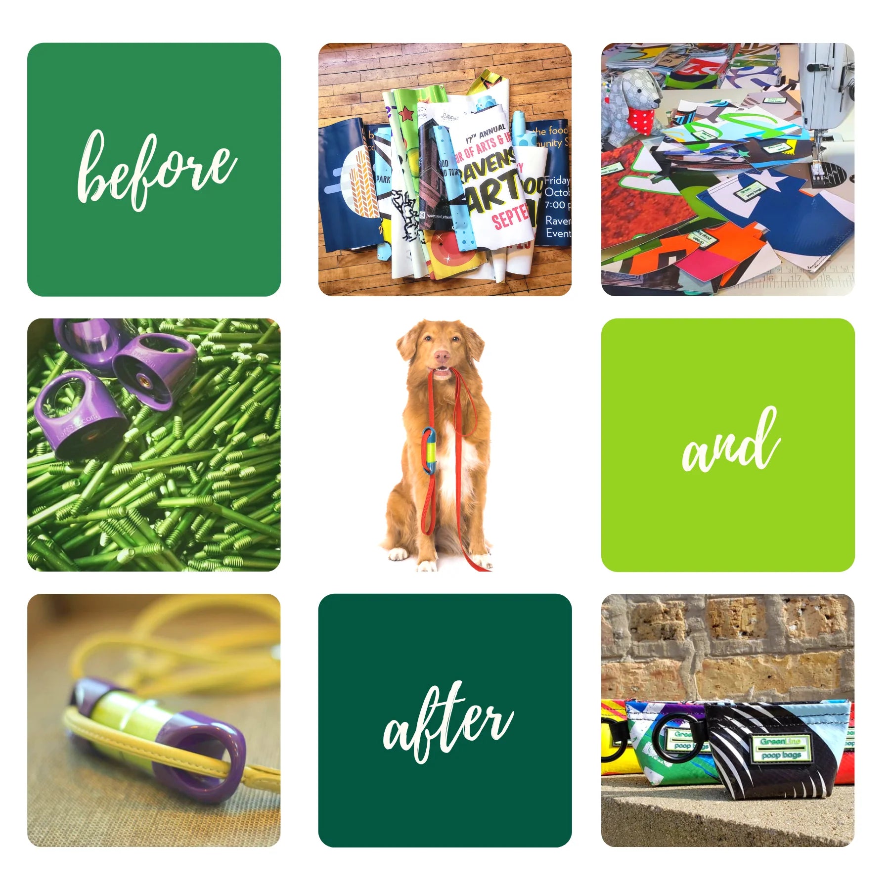 Green Line Banner Bag Poop Bag Dispenser by Houndstooth