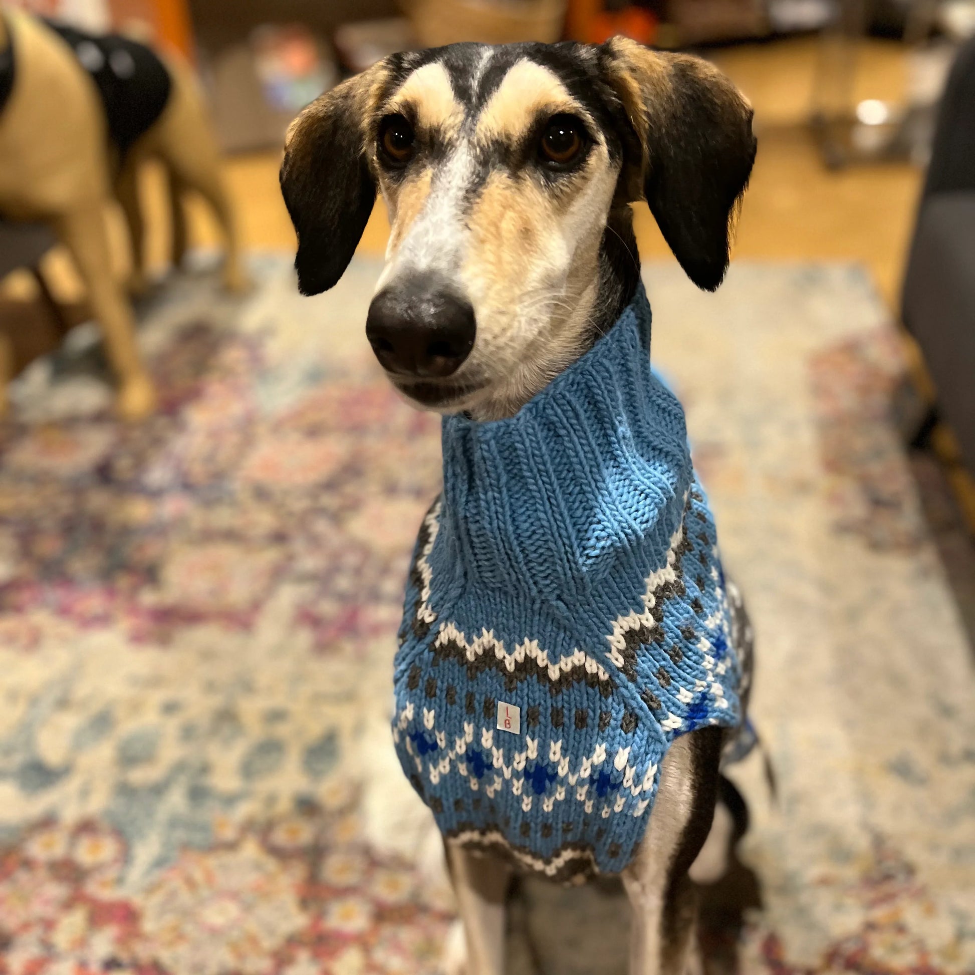 Chilly Dog Sweaters Light Blue Fairisle Sweater by Houndstooth