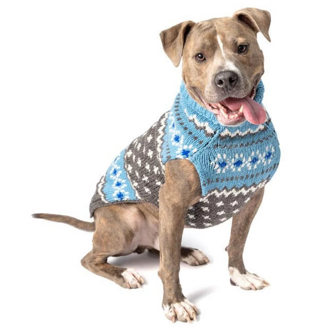 Chilly Dog Sweaters Light Blue Fairisle Sweater by Houndstooth