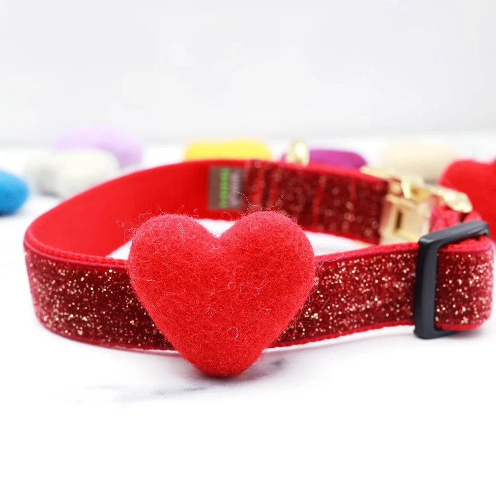 Mimi Green Valentine Heart Collar Accessory by Houndstooth