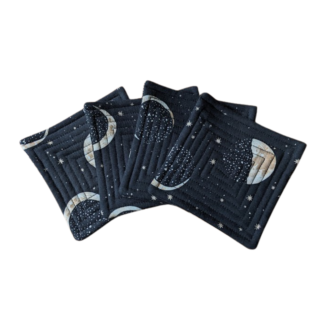 Moon Phases Quilted Coasters