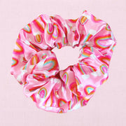Satin Scrunchie- Retro Rainbows Pattern