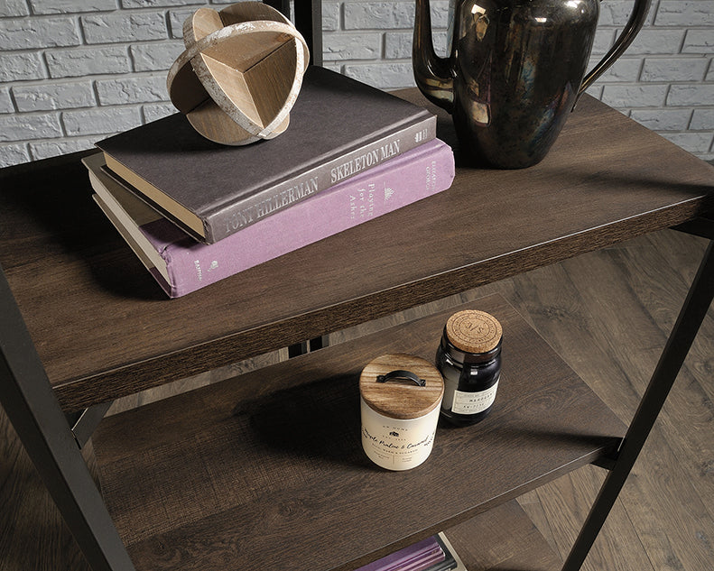 North Avenue Bookcase Corner Five Shelf Smoked Oak Finish by Homeportonline