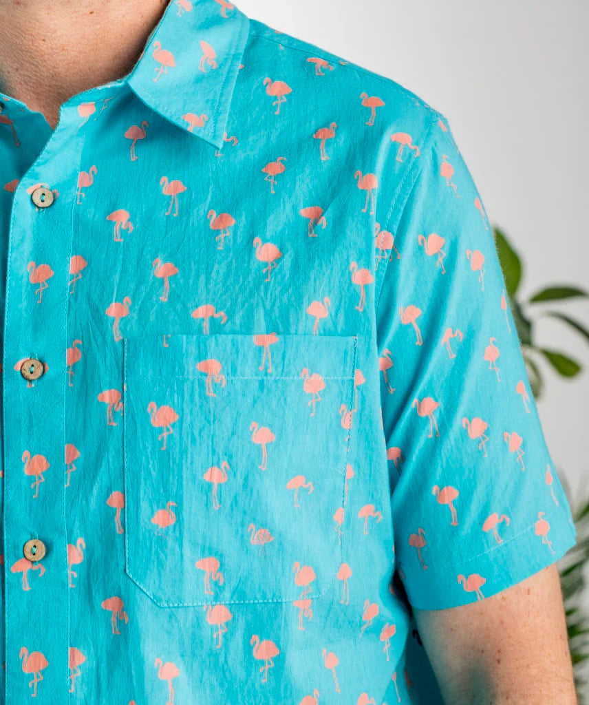 One World Brothers Flamingo Shirt - Turquoise by Harbour Thread