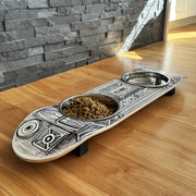 BoomBox - Elevated Skateboard Cat Feeding Stand with 2 Bowls