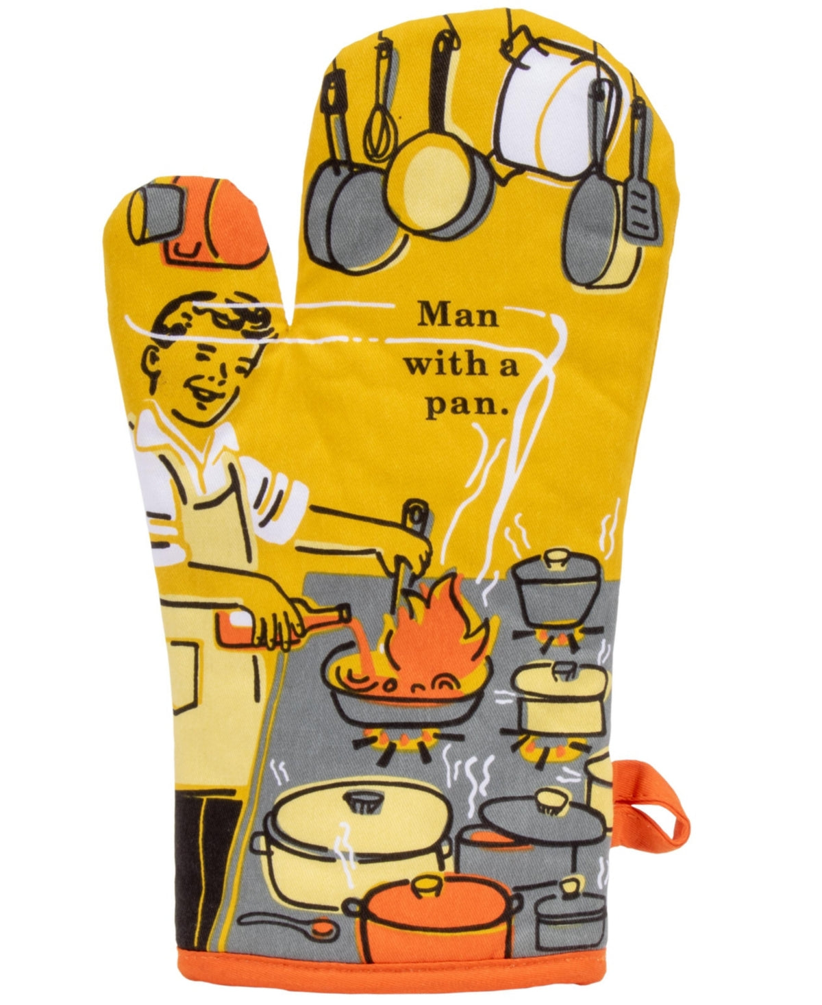 Blue Q Man with A Pan Oven Mitt