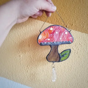 Stained Glass - Mushroom Suncatcher with glass prism